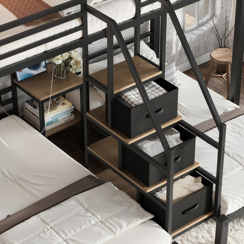 Lits peu encombrants avec rangement, lit superposé moderne en MDF en métal pour la maison, Noir