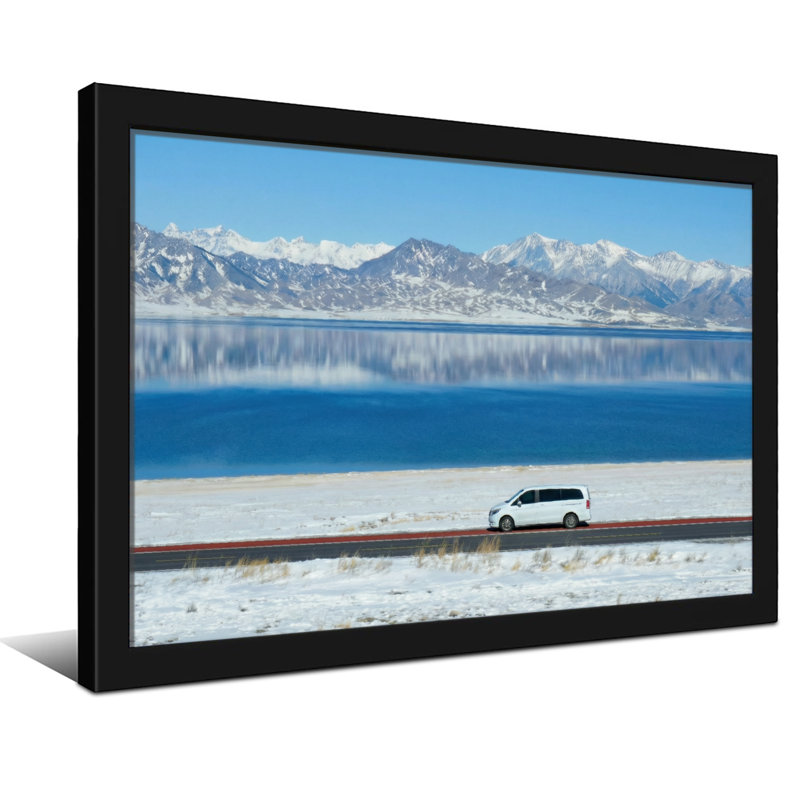 Paysages pittoresques et urbains Snowy Mountains Lake Reflection Van Road
