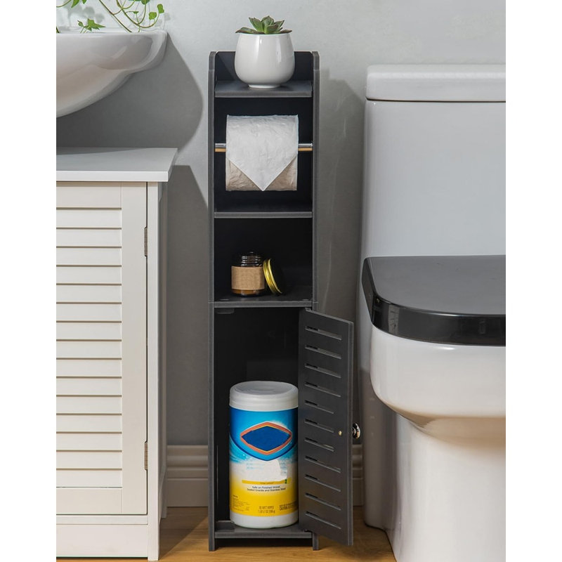 Support pour papier hygiénique: Rangement autoportant en PVC sans perceuse pour les locataires d'appartements - dépôt de garantie - petit espace de rangement