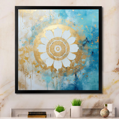 Divine mandala délicat or doux turquoise I sur toile