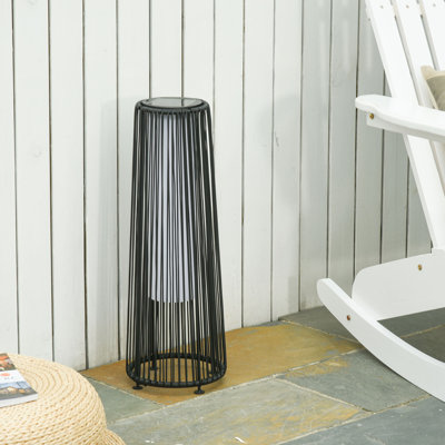 Lampe sur pied solaire en osier 24 po, lampe d'extérieur auto marche / arrêt, noir