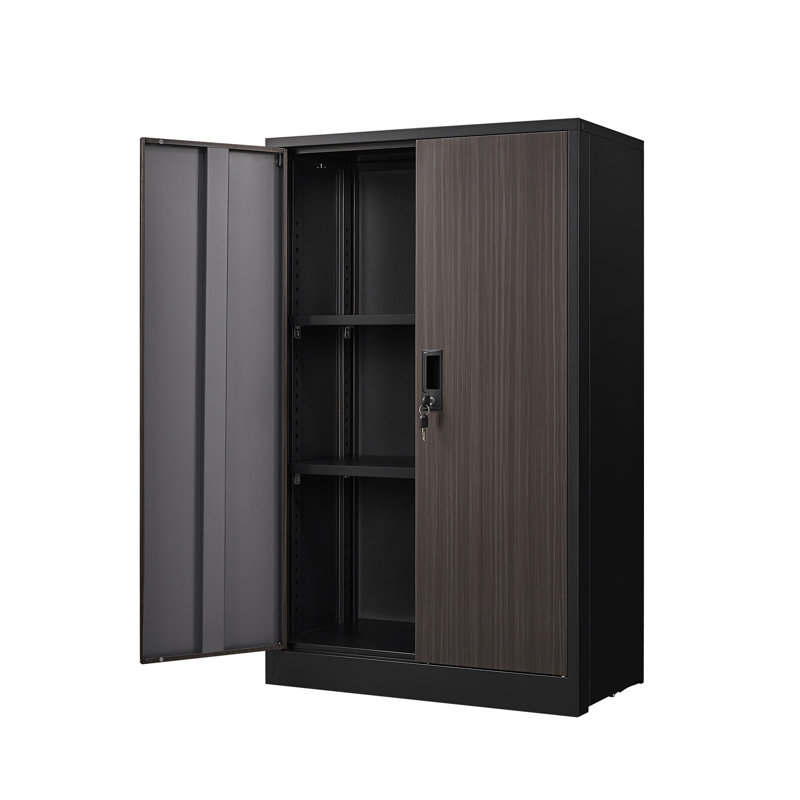 Armoire de rangement en métal avec portes verrouillables et tablette réglable