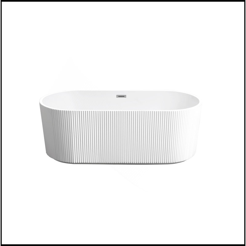 59 Inch Linear Acrylic Freestanding Soaker Tub With Glossy Finish And Chrome Drain, Cupc Certified For Safety And Comfort