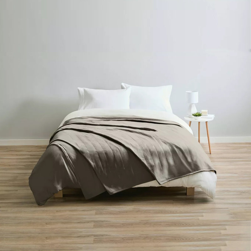Plain Weave / Muslin Heated Throw Blanket, Gray, Full