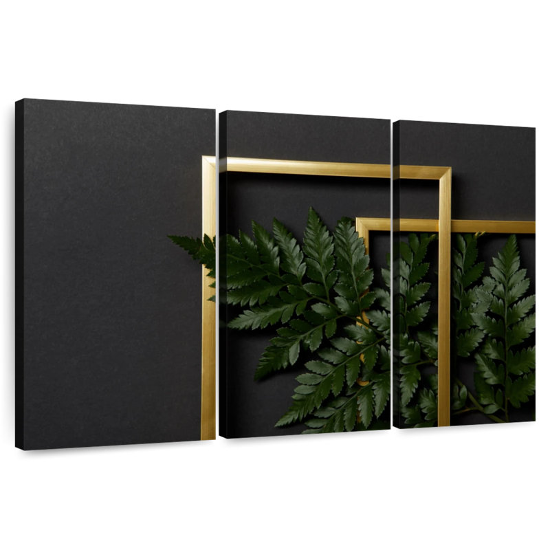 Harnek Ferns In Golden Frames, H 20 po x l 33 po