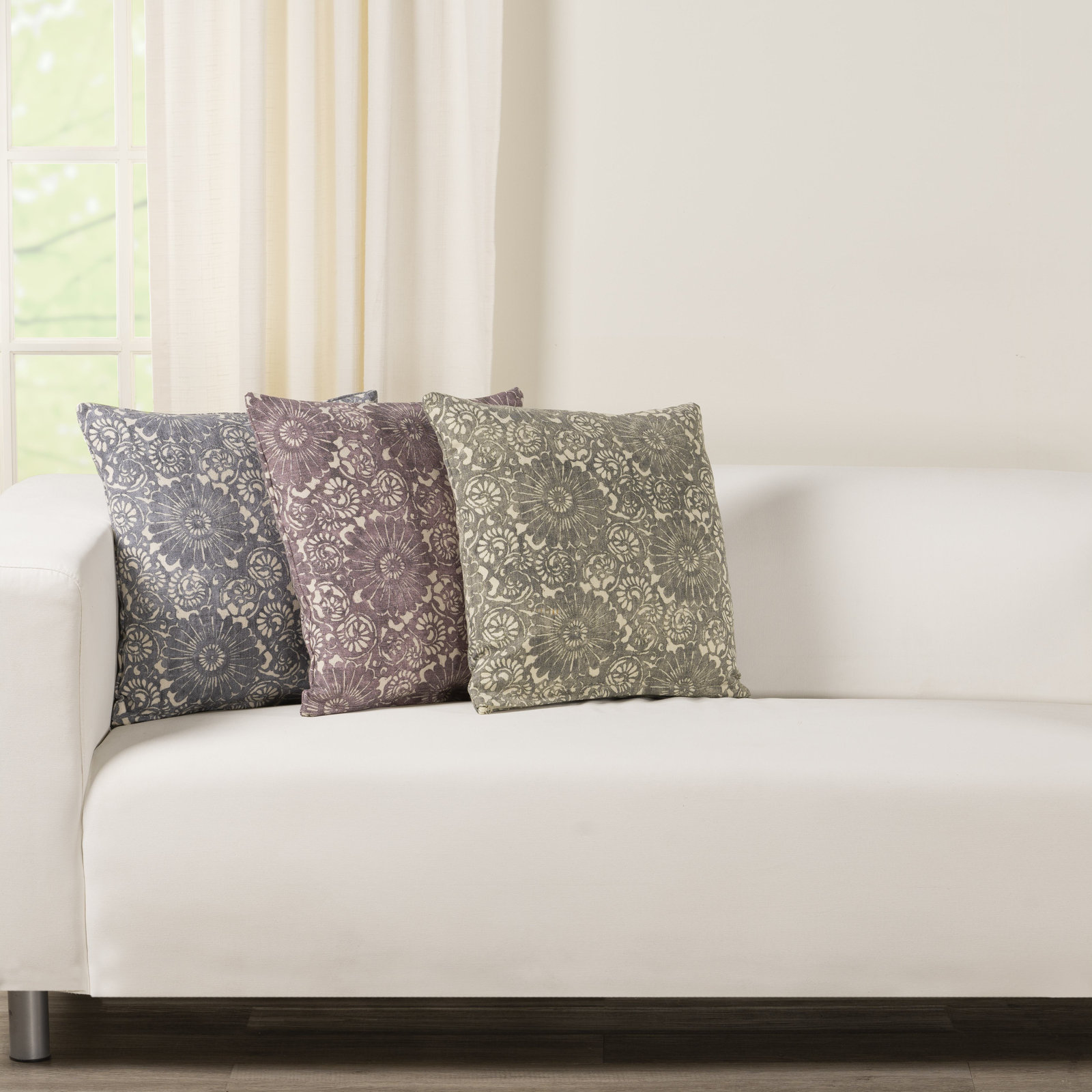 Hansah Throw Pillow, Polyester, Square 18", Currant Floral