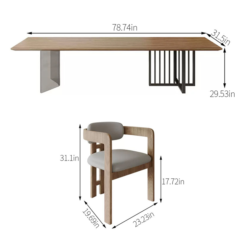 Ensemble de salle à manger rectangulaire,  H 29,53 po x l 31,5 po x L 78,74 po