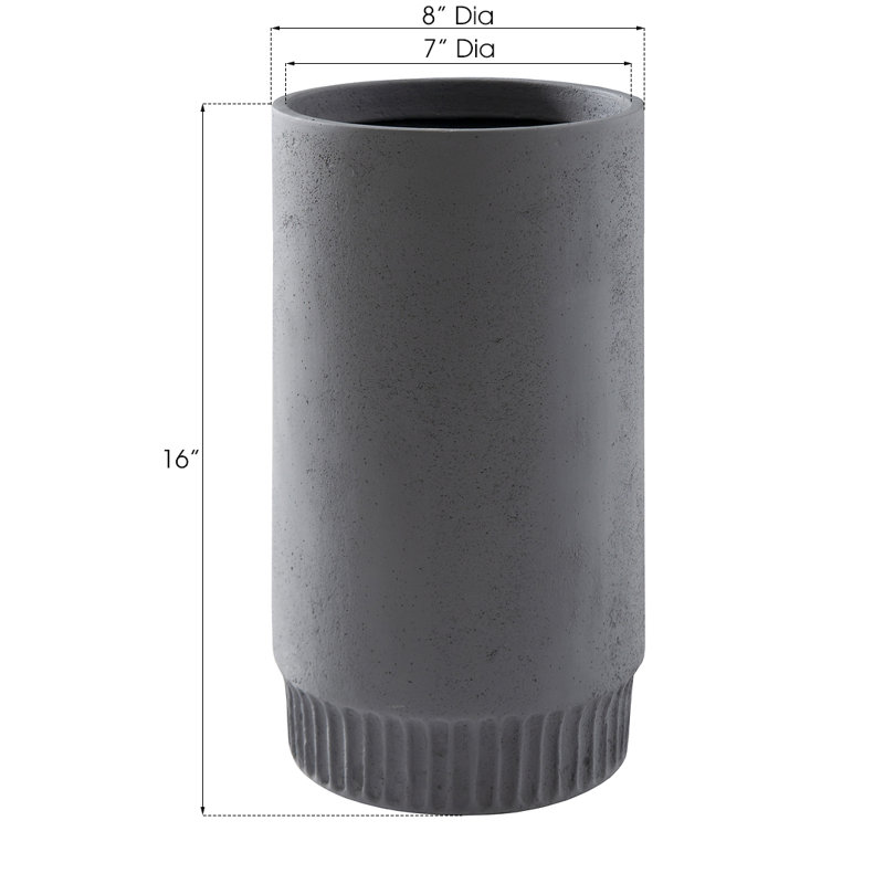 Harvest Medium Resin Pot Planter, 16" H x 8" W x 8" D, Dark Gray