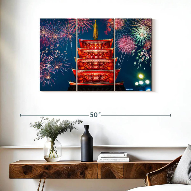Senso ji, feux d'artifice du temple, H 24 po x l 38 po