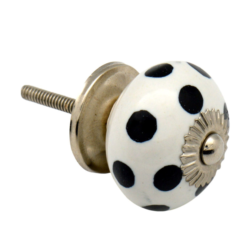 Nicola Spring - Round Ceramic Cabinet Knobs, White/Black