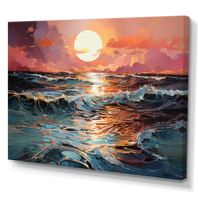 «Coastal Shimmering Tides Pink I», reproduction d'art sur toile, H 34 po x l 44 po x P 1,5 po, Toile tendue