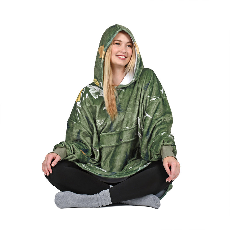 Surdimensionné Catalonia, Sweat à capuche, sherpa portable, cadeau pour femme, Vert camping