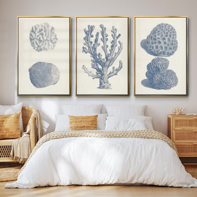 Ensemble de 3 cadres photo sur toile Antique Coral Collection V