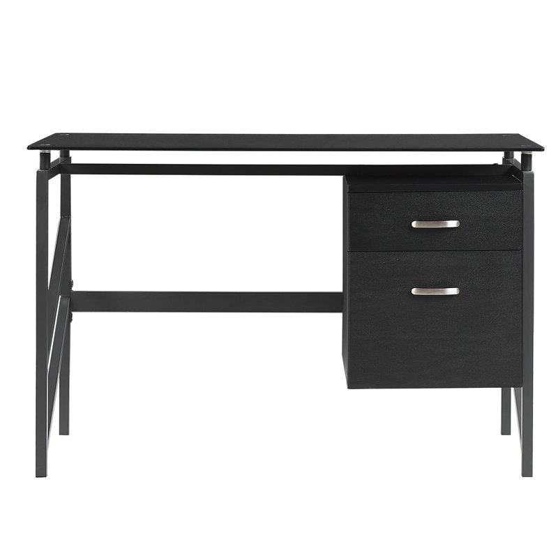 O'Brien Glass Top Metal Base Writing Desk