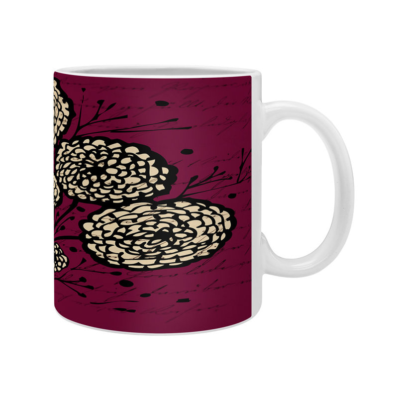 Grande tasse à café lettres et fleurs