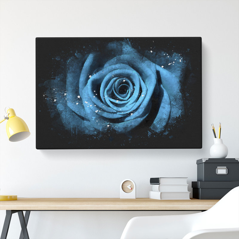 Pretty Blue Rose - Wrapped Canvas Print, 60cm H x 91cm W x 3cm D