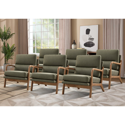 25.59'' Wide Upholstered Fabric Accent Armchair With Solid Wood Leg (Set of 6)