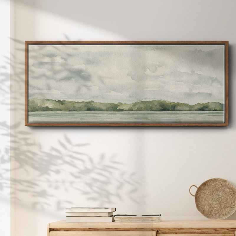 " Riverside Views II ", 20" H x 50" W x 1.5" D, Walnut