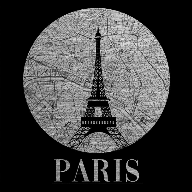 Large Paris Map - Print on Metal, Unframed, 47cm H x 47cm W