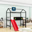 Lit mezzanine simple en métal avec glissoire et tableau d'écriture-997284284