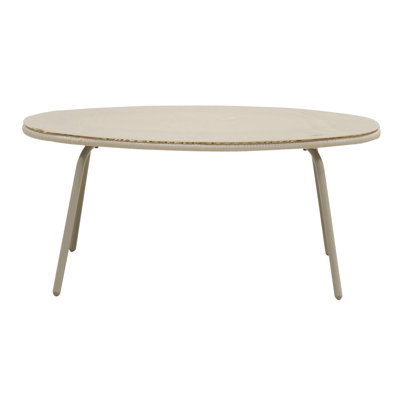 Table de salle à manger ronde en verre PE blanc cassé pour l'extérieur