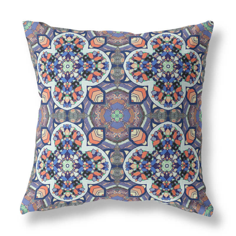 Square Pillow Cover & Insert, 16" x 16", Gray/Blue/Orange