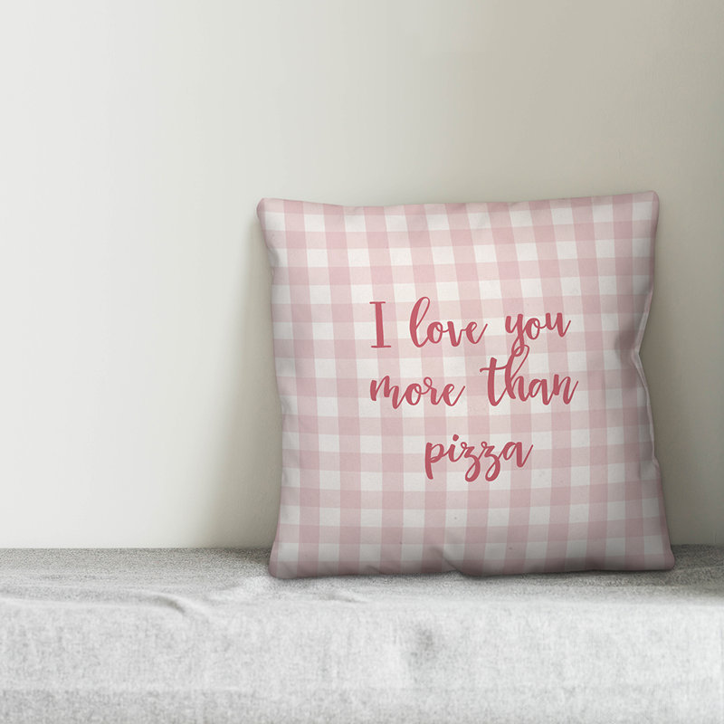 Coussin i love you more-pizza Festus, Coussin décoratif, Rose
