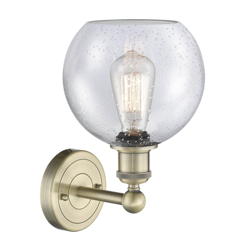 Ellington Steel Armed Sconce, Antique Brass, Seedy
