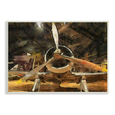 Abstract Jet Plane Propeller Aircraft Hanger Scene by Daniel Sproul - Painting