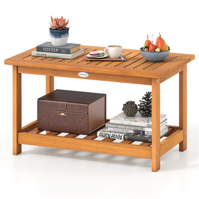 Table basse à lattes robustes pour l'extérieur
