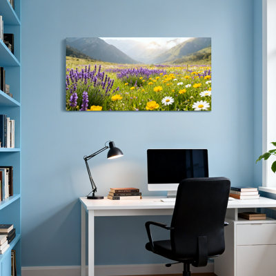 Landscape & Nature Mountain Valley Flower Field Sunset Landscape Nature Scene