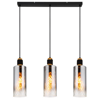 3 - Light Matte Black Geometric Pendant