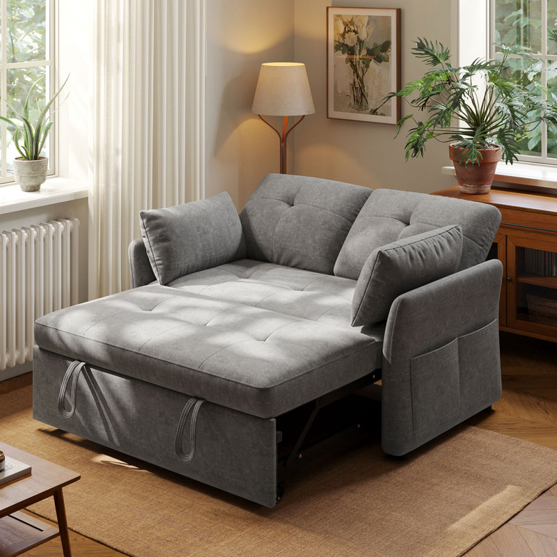 Canapé-lit moderne rembourré de 53,8 po Mirlan, Gris