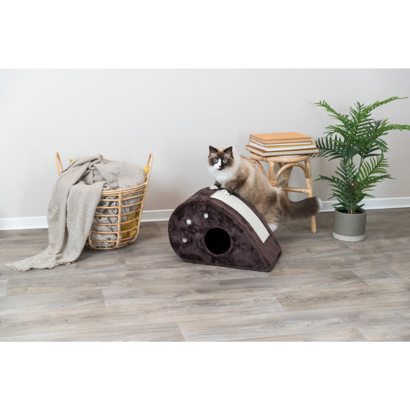 Chocolate Brown Sisal Cat Condo with Scratching Surface