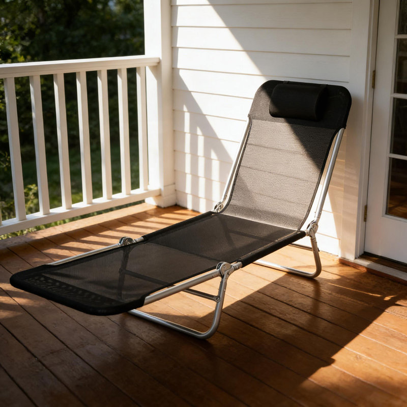 Fauteuil de bronzage pratique, méridienne pliante, 1, Noir / argenté