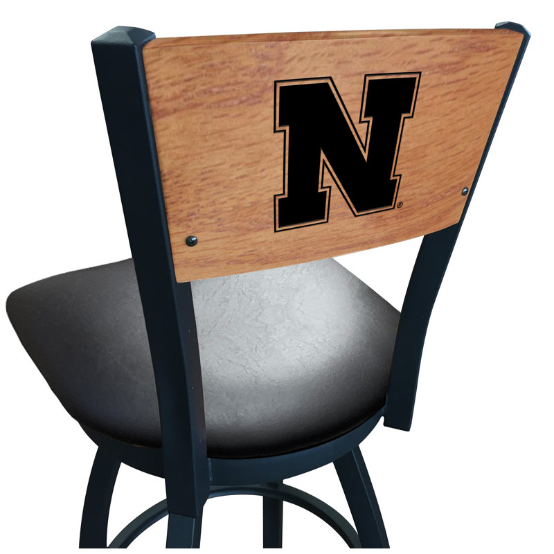 Tabouret tournant NCAA, Vinyle noir, Cornhuskers de Nebraska, Tabouret de comptoir (siège d'une hauteur de 25 p