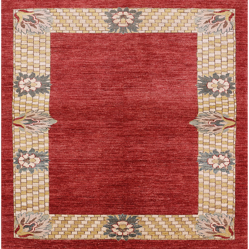 Tapis oriental rouge / beige Sior, Carré 3 pi