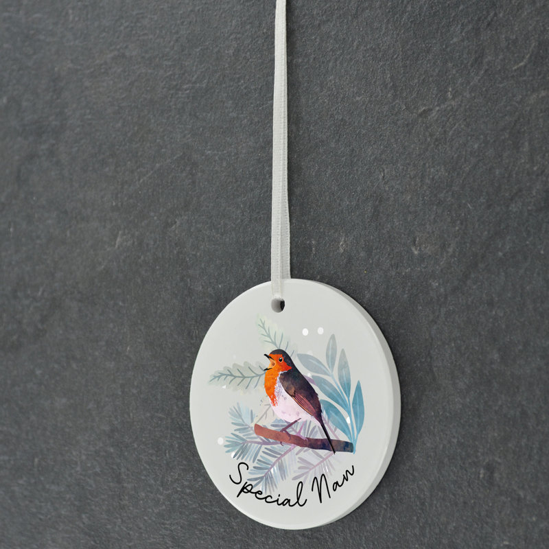 The Seasonal Aisle Special Nan Festive Robin Circle Shaped Ceramic Ornament