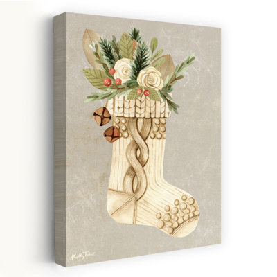 Woodland Christmas Stocking 1 Piece Wrapped Canvas Wall Art