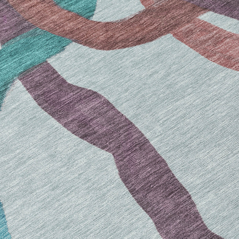 Machine Washable Indoor/Outdoor Jozwiak ACN2394 Abstract Rug, Round 8'