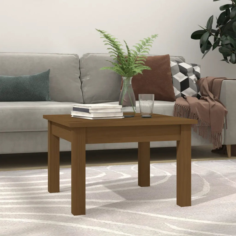 Kayliyah Solid Wood Four Leg Coffee Table, 30cm H x 45cm W x 45cm D, Honey Brown