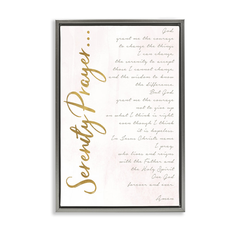 Cadre flottant Serenity Prayer Scripture, design par Anna Quach, H 31 po x l 21 po, Cadre flottant gris lustré