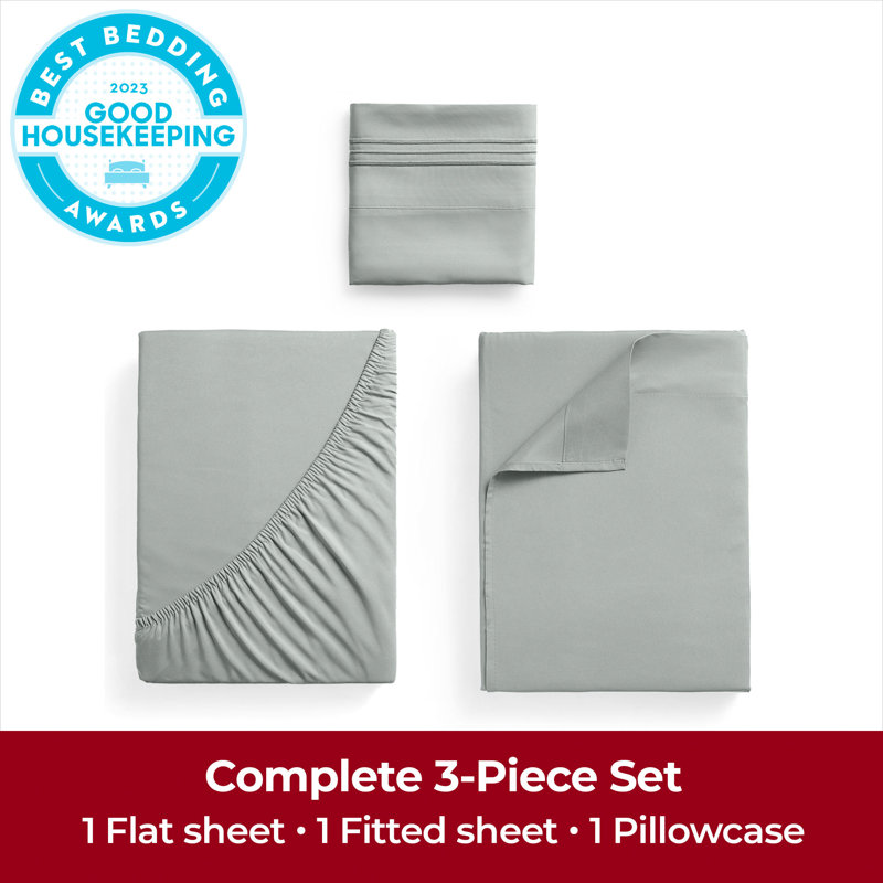 Ensemble de draps Mellanni 1800, Menthe spa, Ensemble de draps pour taille de lit simple TG ave