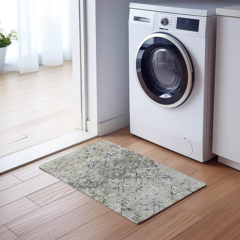 Machine Washable Indoor/Outdoor Mahaney ACN768 Sky Rug, Rectangle 1'8" x 2'6"