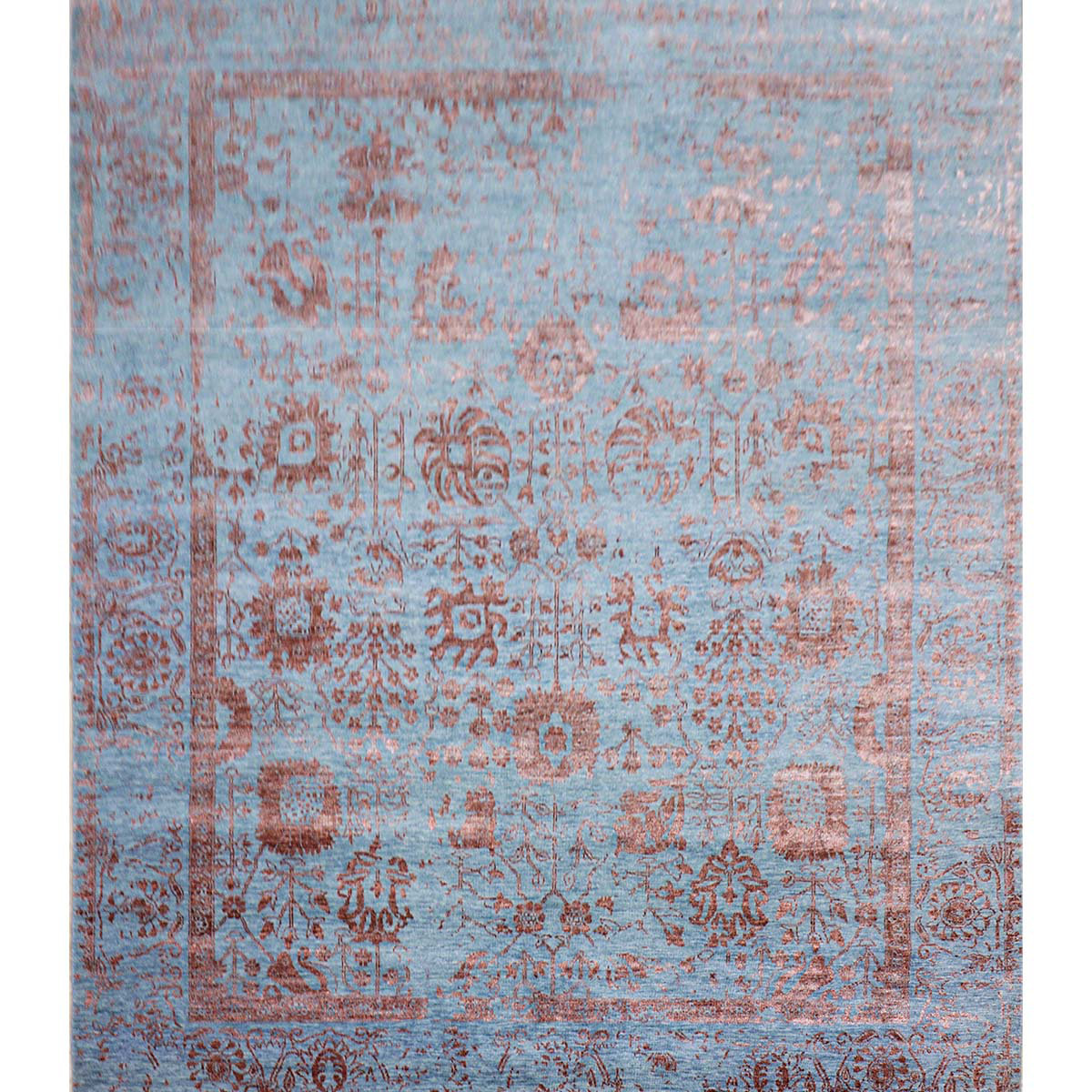 Bokara Rug Co., Inc. Hand-Knotted High-Quality Light Blue and Copper ...