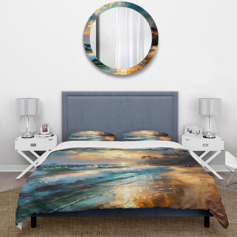 Ensemble de housse de couette en microfibre / polyester Green and Blue Coastal Escapes Bedding