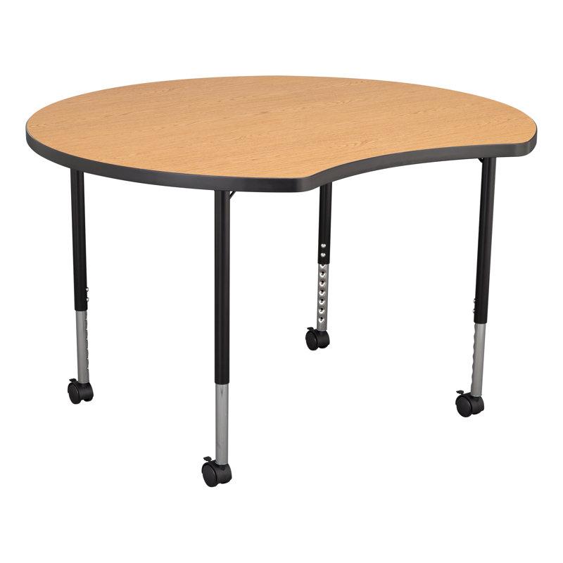 Structure Series Crescent 46" x 43" Adjustable Height Novelty Activity Table with Casters, Noir / Noir, gris