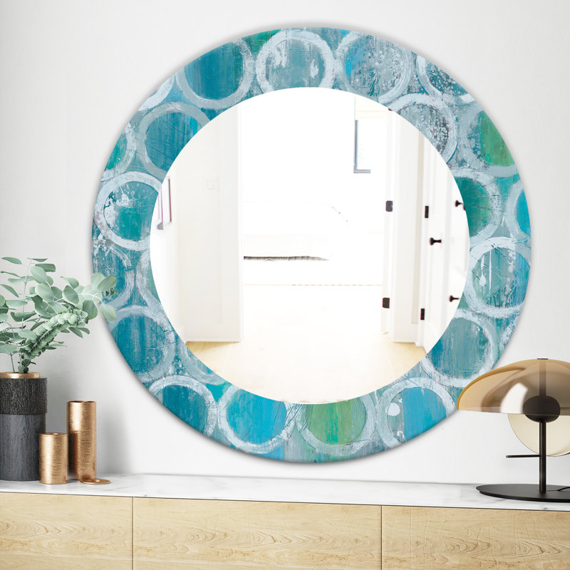 Cercle bleu naturel - miroir moderne, H 23,6 po x l 23,6 po