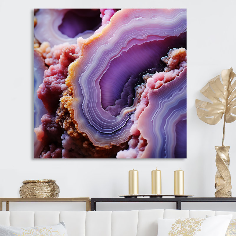 Géode mauve améthyste abîme - géode de pierre, art mural, H 16 po x l 16 po x P 1 po
