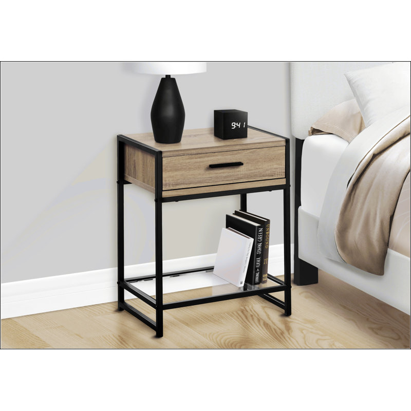 Side Table With Storage Drawer, Taupe